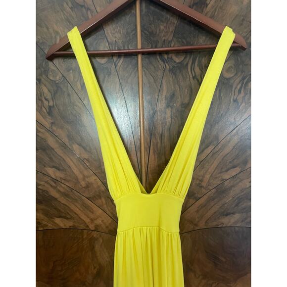 RACHEL PALLY Yellow Deep Plunge Empire Waist Babydoll Maxi Dress Size XS Modal - Picture 8 of 8